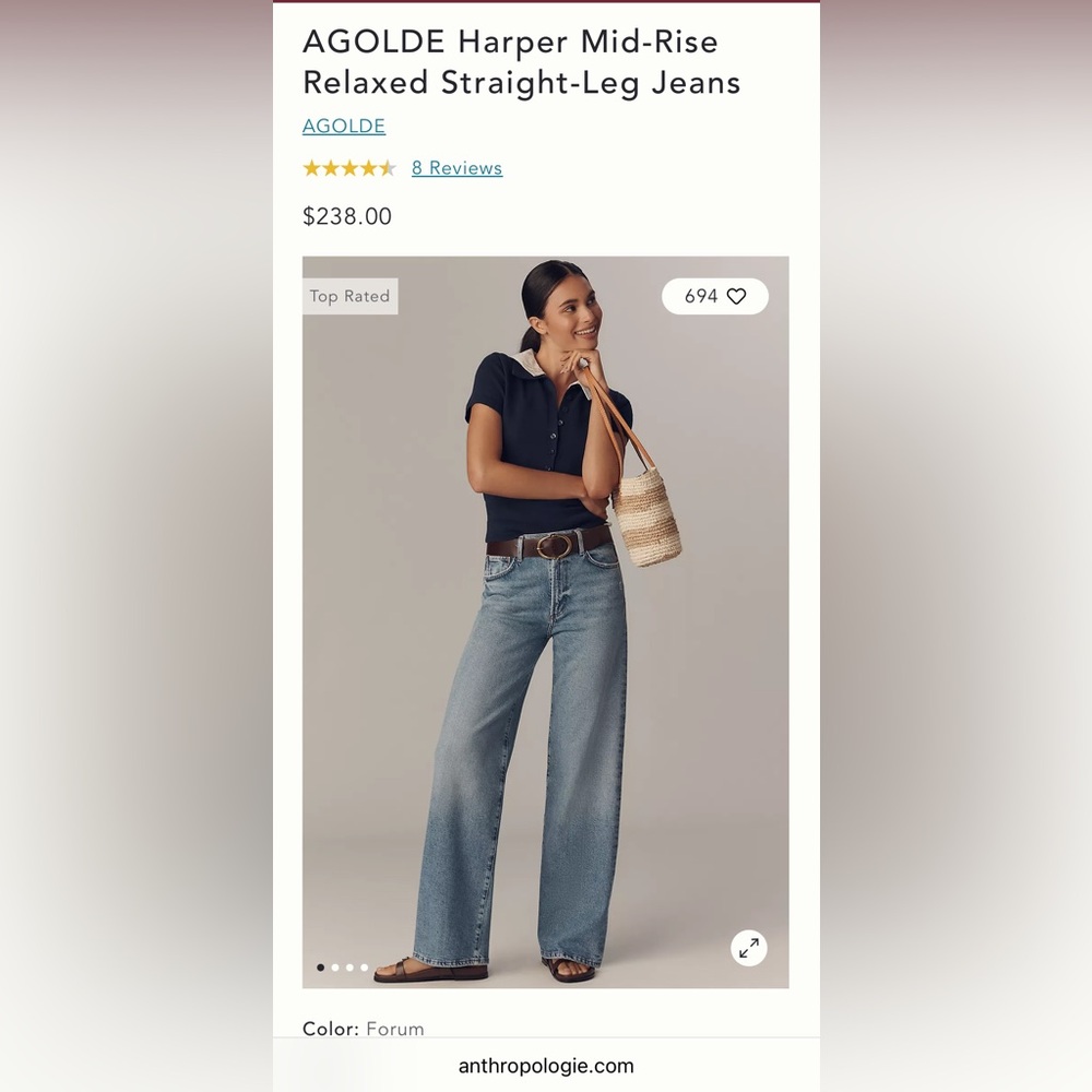 Agolde Harper Light Blue Denim Jeans